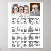 2025 Jaar Maandelijkse Kalender Wit | Aangepaste f Poster (Voorkant)