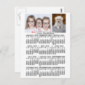 2025 Jaar Maandelijkse Kalender Wit | Fotosjabloon Briefkaart (Voorkant / Achterkant)