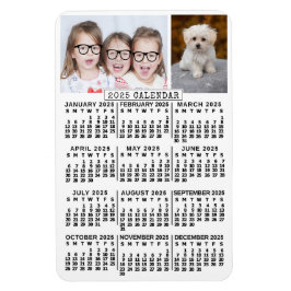 2025 Jaar Maandelijkse Kalender Wit | Fotosjabloon Magneet