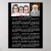2025 Jaar Maandelijkse Kalender Zwart | Aangepaste Poster (Voorkant)