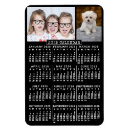 2025 Jaar Maandelijkse Kalender Zwart | Fotosjablo Magneet