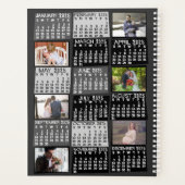 2025 Jaar Maandkalender 12 Foto Collage Zwart Planner (Achterkant)