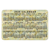 2025 Jaar Maandkalender Antiek Kaart Grote Print Magneet (Horizontaal)