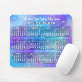 2025 Jaar Maandkalender Blauwe Waterverf Sterren Muismat (Met muis)