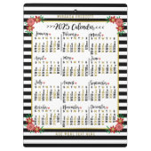 2025 Jaar Maandkalender Bloemenstrepen | Custom Klembord (Achterkant)