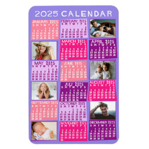 2025 Jaar Maandkalender Cute Mod Foto Collage Magneet