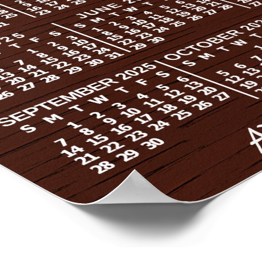 2025 Jaar Maandkalender Hout Aangepast 3 Foto's Poster (Hoek)