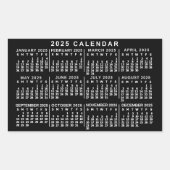 2025 Jaar Maandkalender Klassiek Zwart en Wit Rechthoekige Sticker (Voorkant)