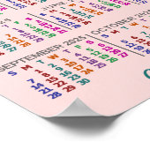 2025 Jaar Maandkalender Kleurrijk Aangepaste 3 Fot Poster (Hoek)