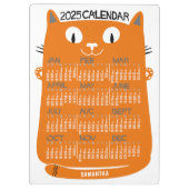 2025 Jaar Maandkalender Mid-Century Oranje Cat Klembord (Achterkant)