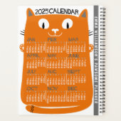 2025 Jaar Maandkalender Mid-Century Oranje Cat Planner (Achterkant)