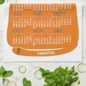 2025 Jaar Maandkalender Mid-Century Oranje Cat Theedoek (Gevouwen)