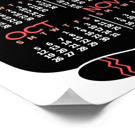 2025 Jaar Maandkalender Midden-Eeuwse Zwarte Kat Poster (Hoek)