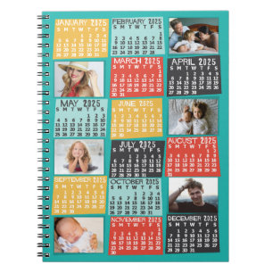 2025 Jaar Maandkalender Modern 6 Fotocollage Notitieboek