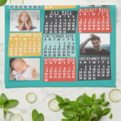 2025 Jaar Maandkalender Moderne Fotocollage Theedoek (Gevouwen)