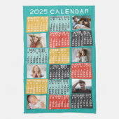 2025 Jaar Maandkalender Moderne Fotocollage Theedoek (Verticaal)