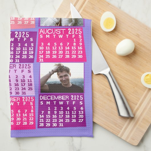 2025 Jaar Maandkalender Schattigee Mod Fotocollage Theedoek (Quarter Fold)