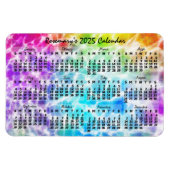 2025 Jaar Maandkalender Tiedye Hippie Regenboog Magneet (Horizontaal)