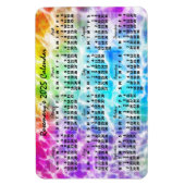 2025 Jaar Maandkalender Tiedye Hippie Regenboog Magneet (Verticaal)