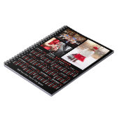 2025 Jaar Maandkalender Zwart Aangepast 3 Foto's Notitieboek (Linkerzijde)