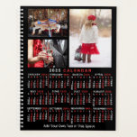 2025 Jaar Maandkalender Zwart Custom 9 Foto's Planner<br><div class="desc">Vier 2025 met deze klassieke fotocollage kalender planner. Aan de binnenkant hebben deze planners pagina's voor u om uw weken en maanden te organiseren. Met de toevoeging van de prachtige jaarlijkse kalendercover, kunt u het hele jaar in één oogopslag zien - plus genieten van 9 van uw favoriete familiefoto's. Met...</div>