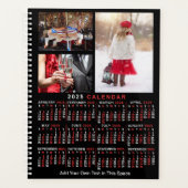 2025 Jaar Maandkalender Zwart Custom 9 Foto's Planner (Voorkant)