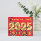 2025 jaar van de slang briefkaart (Staand voorkant)