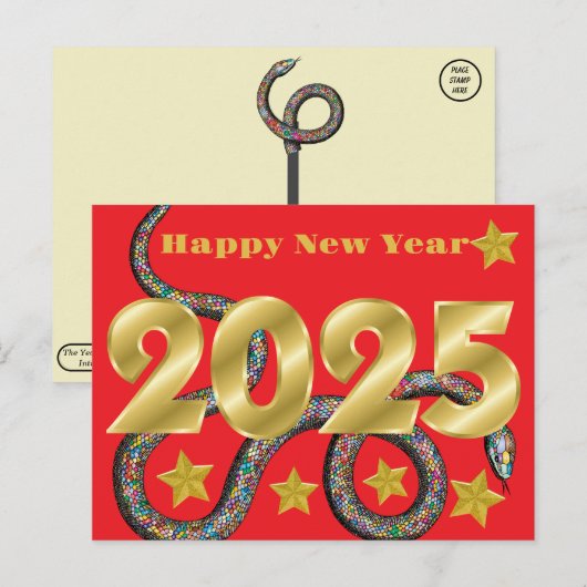 2025 jaar van de slang briefkaart (Voorkant / Achterkant)