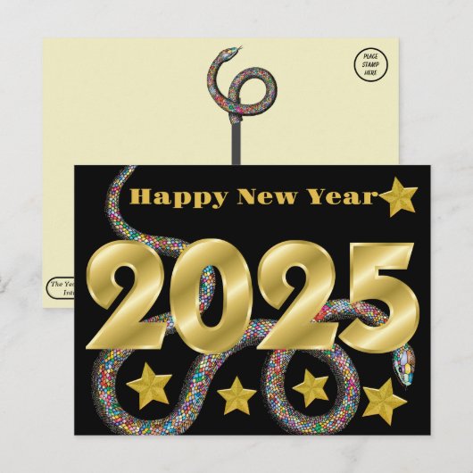 2025 jaar van de slang briefkaart (Voorkant / Achterkant)