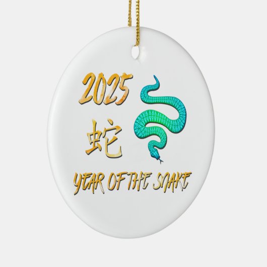 2025 Jaar van de Slang Keramisch Ornament (Rechts)