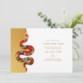 2025 Jaar van de Slang Lunar Nieuwjaar Goud Modern Kaart (Staand voorkant)