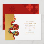 2025 Jaar van de Slang Lunar Nieuwjaar Goud Modern Kaart (Voorkant / Achterkant)