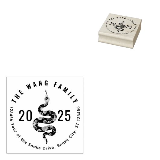 2025 Jaar van de Slang Lunar Nieuwjaar Modern Rubberstempel (Gestempeld)