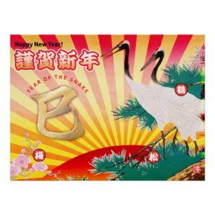 2025 Jaar van de Slang Nieuwjaar Perfect Poster