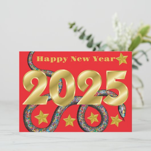 2025 jaar van de Snake Flat Kaart (Staand voorkant)