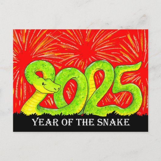 2025 jaar van het Snake briefkaart (Voorkant)