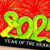 2025 jaar van het Snake briefkaart