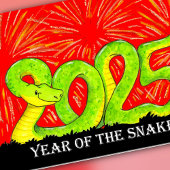 2025 jaar van het Snake wenskaart Feestdagen Kaart