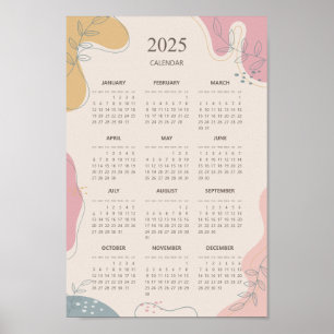 2025 Jaarkalender Abstract Esthetisch Minimalistis Poster