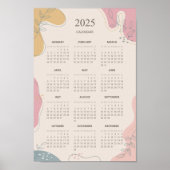 2025 Jaarkalender Abstracte esthetische minimalist Poster (Voorkant)