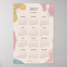 2025 Jaarkalender Abstracte esthetische minimalist Poster