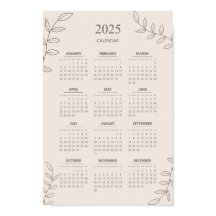 2025 Jaarkalender Bloemrijke Lijnkunst Minimalisti