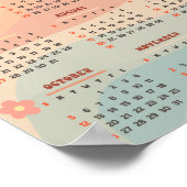 2025 Jaarkalender Groovy  Pastel Swirl Poster (Hoek)