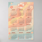 2025 Jaarkalender Groovy  Pastel Swirl Poster (Voorkant)