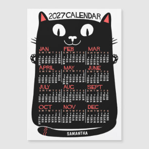 2025 Jaarkalender Mid-Century Zwarte Kat Magneet