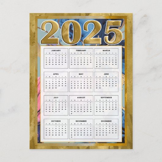 2025 Jaarkalender Nieuwjaarskaart Feestdagenkaart (Voorkant)