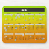 2025 jaarkalender op neon Limoen en Sinaasappel Muismat (Voorkant)