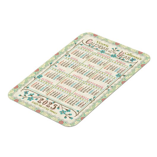 2025 Jaarkalender Victoriaanse Art Nouveau | Op ma Magneet (Linkerzijde)