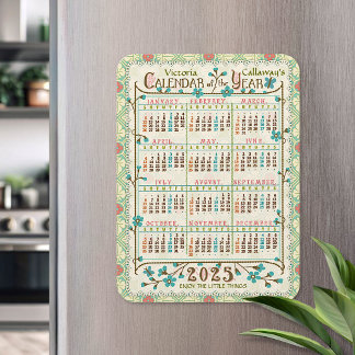 2025 Jaarkalender Victoriaanse Art Nouveau | Op ma Magneet
