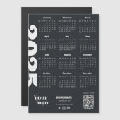 2025 Jaarkalender Zwart En Wit Zakelijk Magnetische Uitnodiging (Voorkant / Achterkant)
